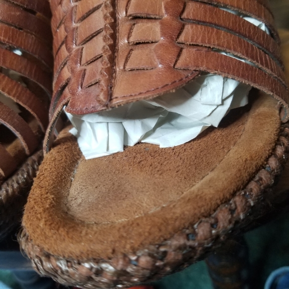 Bass 'Kay' Woven Leather Platform Sandals 8.5 80s/90s style - Picture 3 of 8